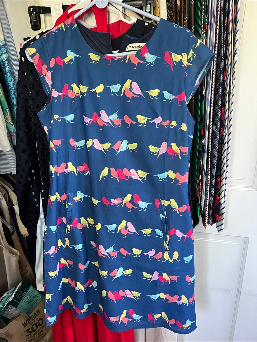 Women’s Navy Blue Bird-Print Shift Dress by Wardrobe